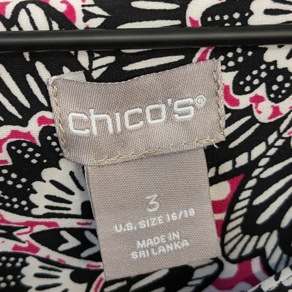 Chico's Black Pink Floral Print Slinky Knit Dress - Picture 4 of 5